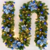 Christmas decorative wicker 2.7-meter denser hanging ornament, golden red wreath set, Christmas decoration Item Picture